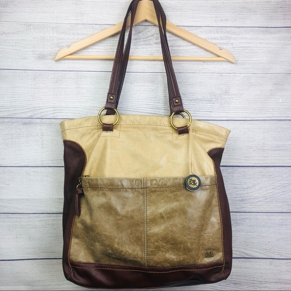 The Sak Handbags - The Sak Large Tan Brown Leather Boho Tote Bag